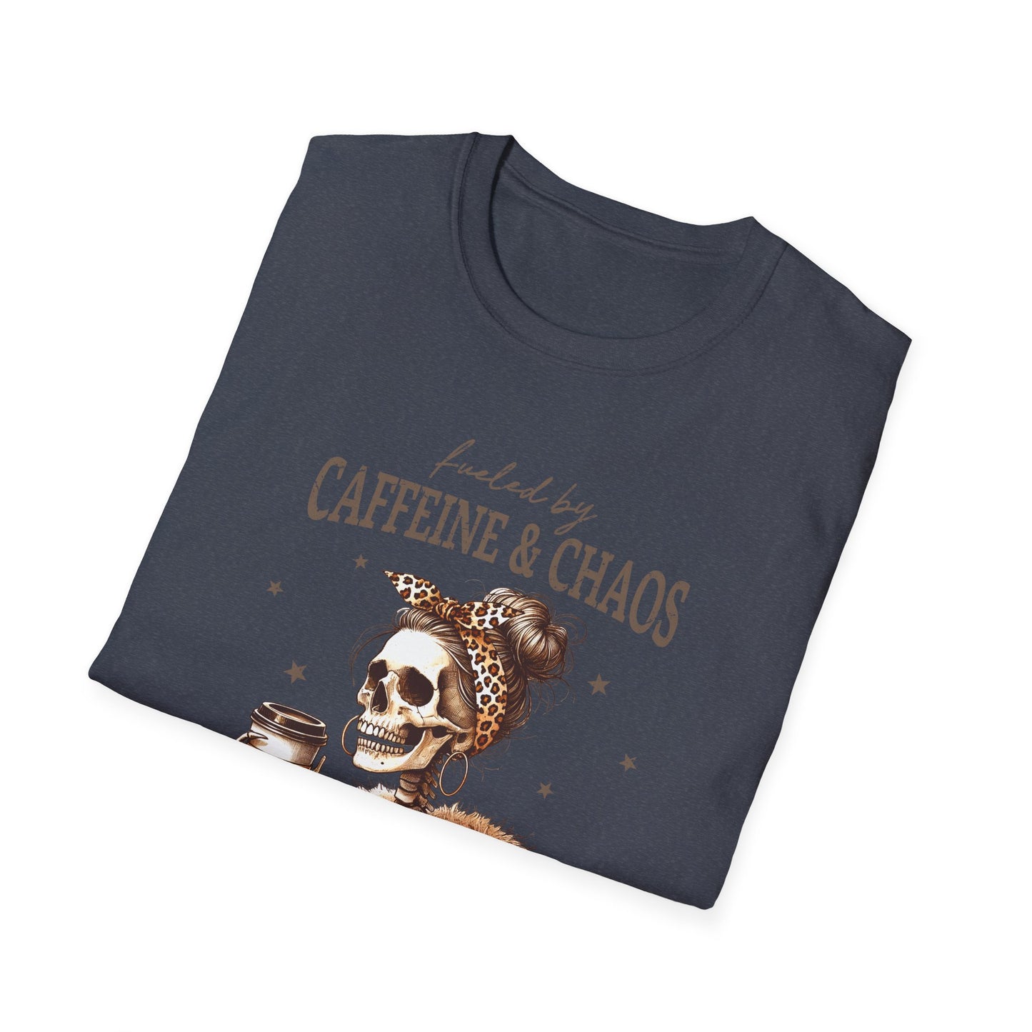 Caffeine & Chaos Skeleton T-Shirt — Funny Coffee Lover Tee