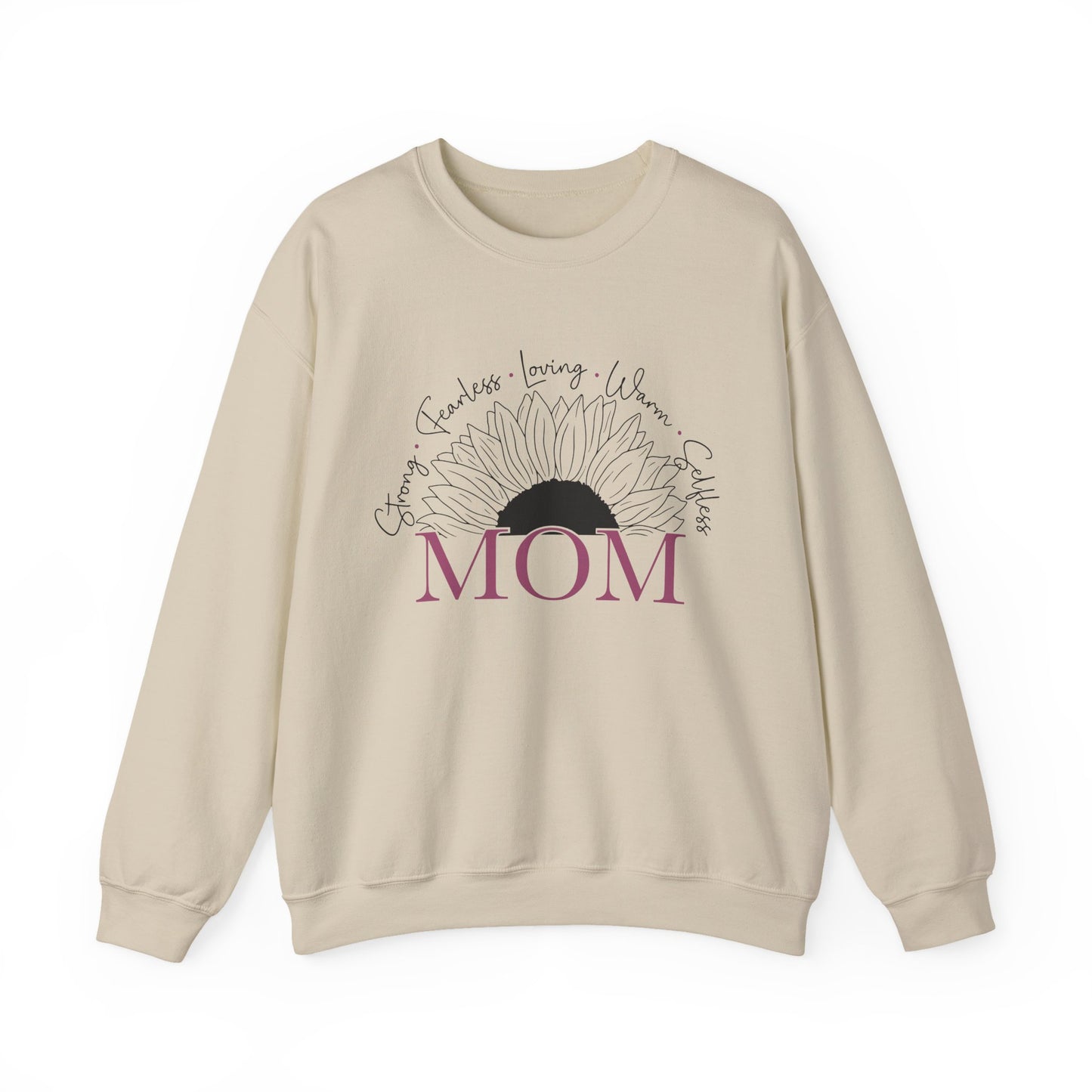 Mom Sunflower Crewneck Sweatshirt — 'Mom' Floral Graphic Gift for Mothers, Mother's Day Cozy Pullover