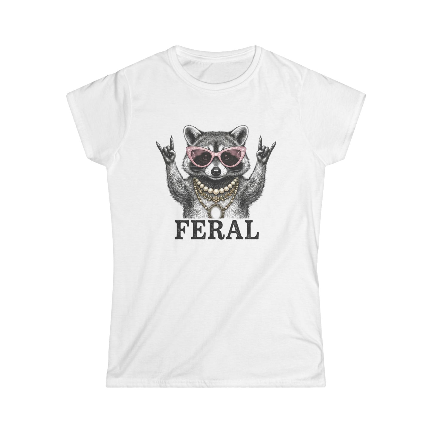 Feral Raccoon Graphic Tee — Women's Cute Punk Animal T-Shirt