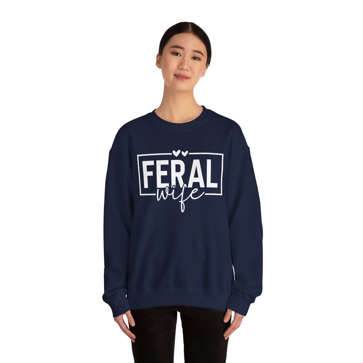 Crewneck Sweatshirt-Feral Wife — Minimal White Classic Crewneck