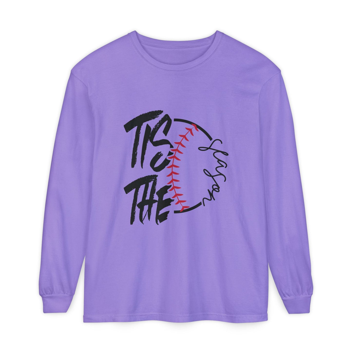Baseball Mom Long Sleeve T-Shirt – 'Tis The Season' Baseball Graphic
