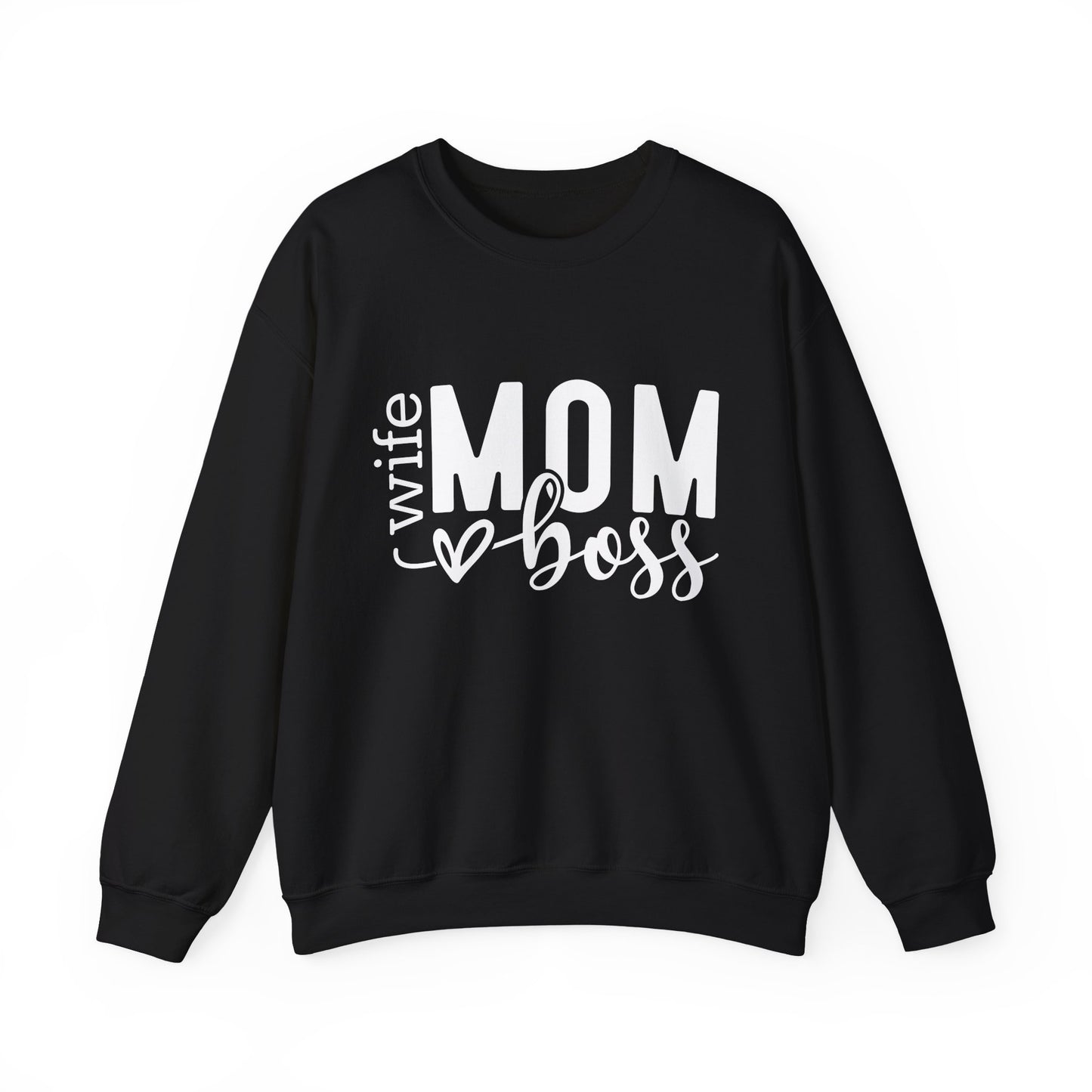 Mom Boss Crewneck Sweatshirt — "Wife Mom Boss" Cozy Graphic Pullover for Moms | Mother's Day Gift